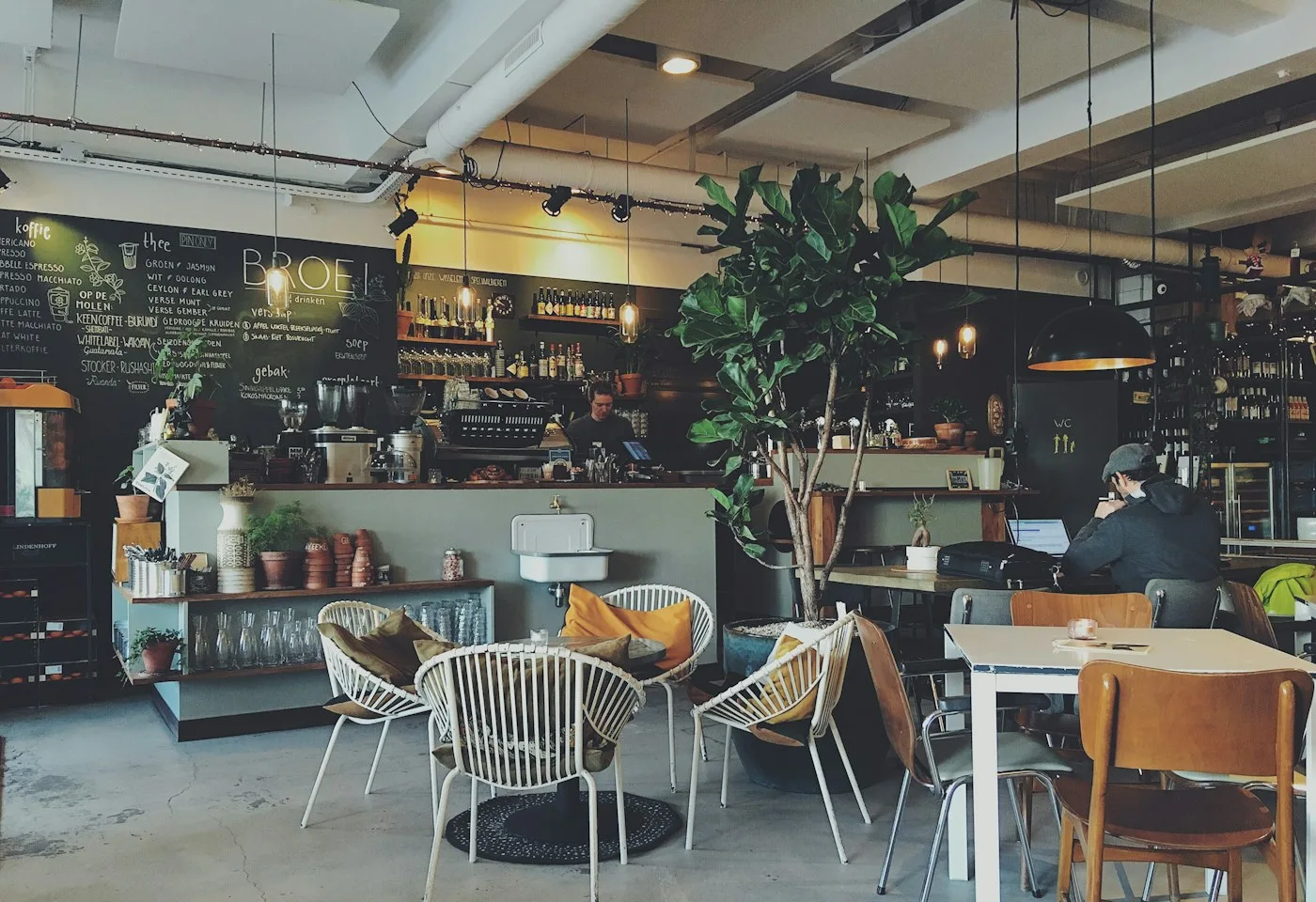 A sunlit café. Stock photography, not a partner merchant.